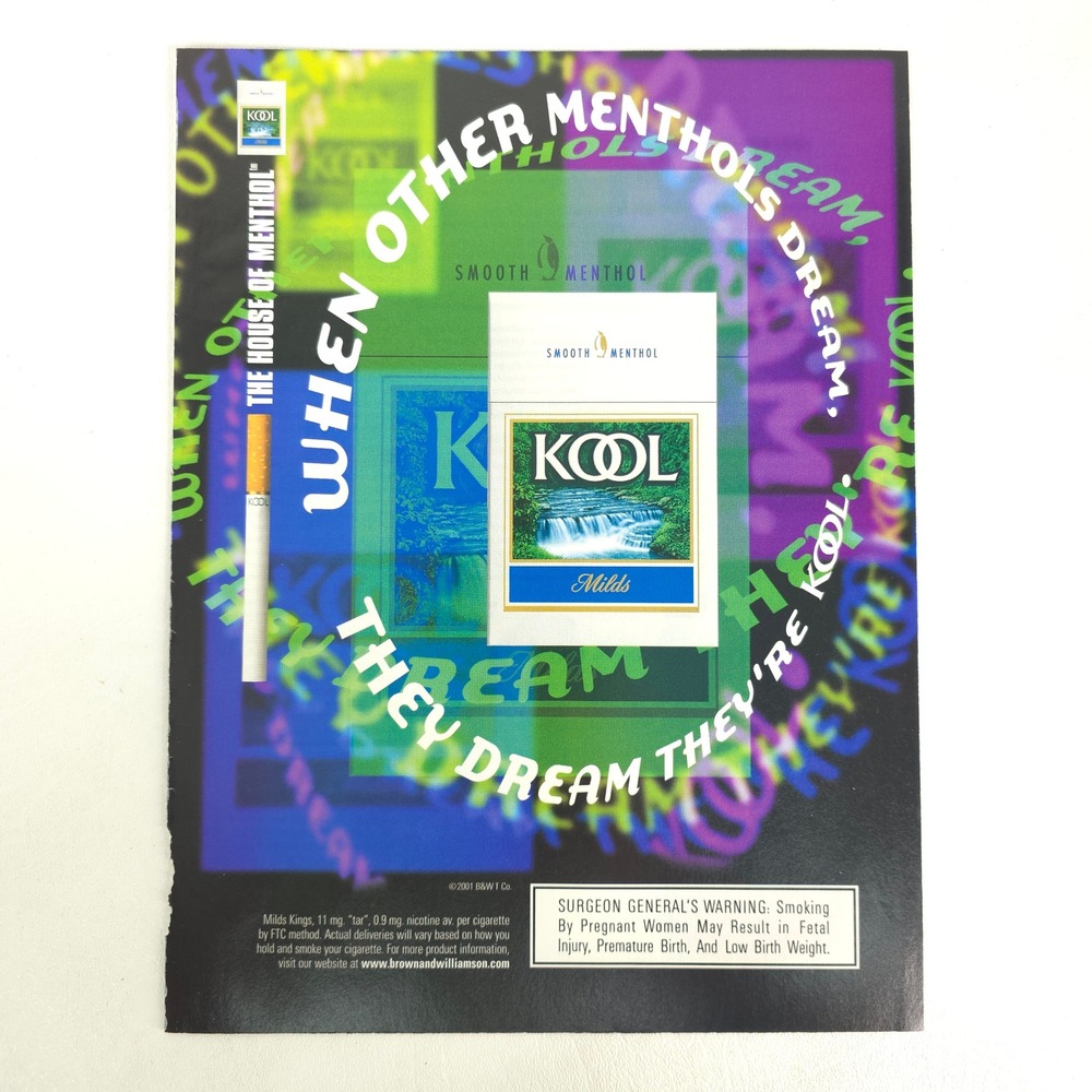 Kool Mids Smooth Menthol CigarettesPrint Ad 2000 Maxim Vintage Advertising Decor